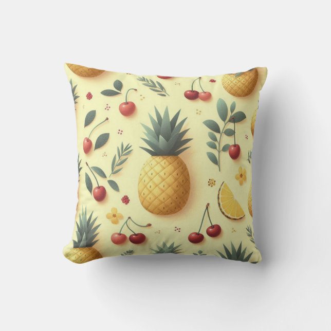 Ananas und Kirschen Kissen (Vorderseite)