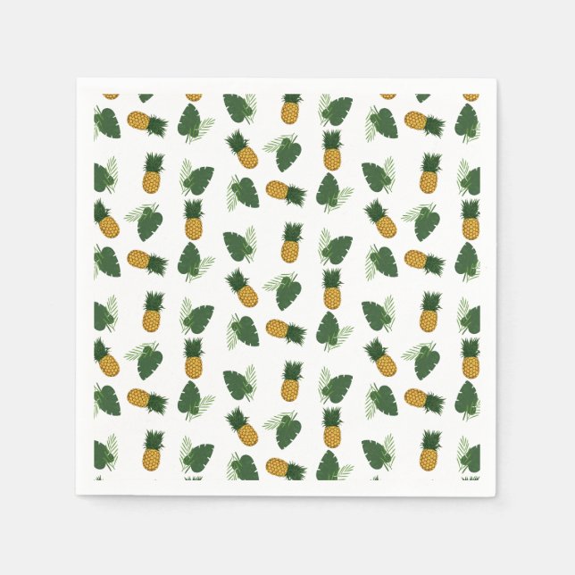 Ananas- und Palmblättrige Blätter Serviette (Vorderseite)