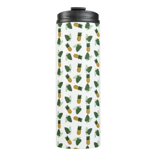 Ananas- und Palmblättrige Blätter Thermosbecher (Vorderseite)