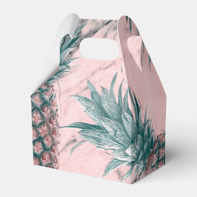 Ananas und rosa Marmor Swirl Moderner tropischer C Geschenkschachtel (Vorderseite)