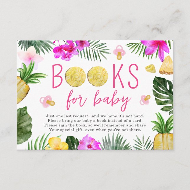 Ananas und Schnuller Bücher für Babydusche Rosa Begleitkarte (Vorderseite)