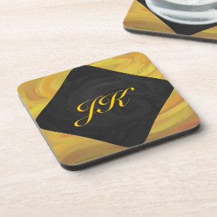 Ananas und Schwarzes Monogramm Getränkeuntersetzer
