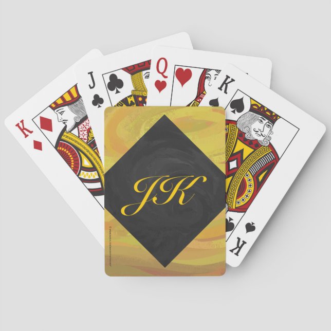 Ananas und Schwarzes Monogramm Spielkarten (Rückseite)
