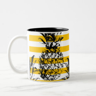Ananas und Streifen Zweifarbige Tasse