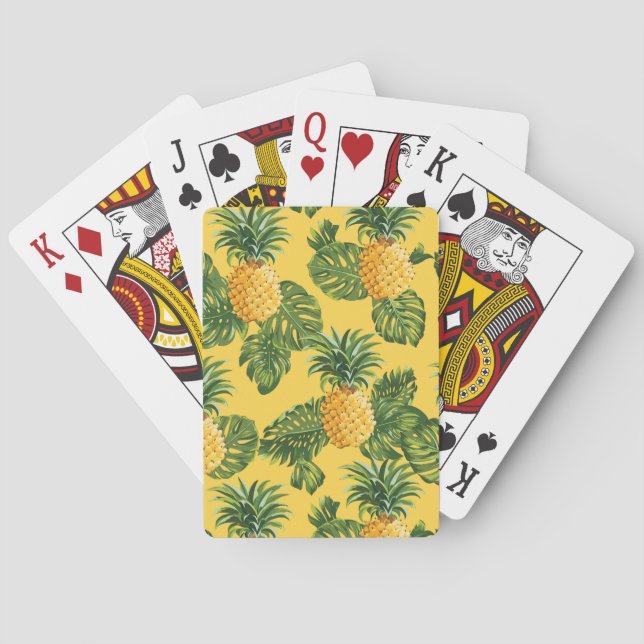 Ananas und tropische Blätter auf Gold Spielkarten (Rückseite)
