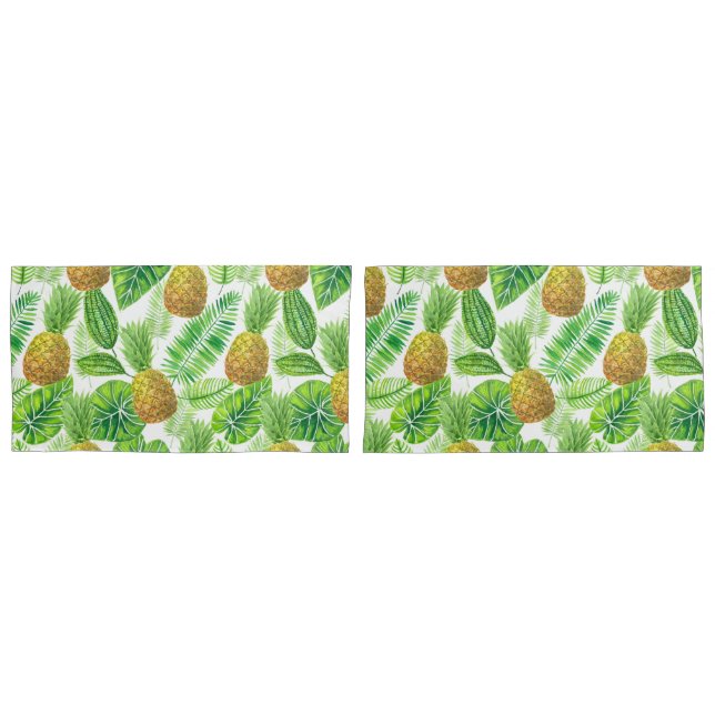 Ananas und tropische Blätter Kissenbezug (Vorderseite-Set)
