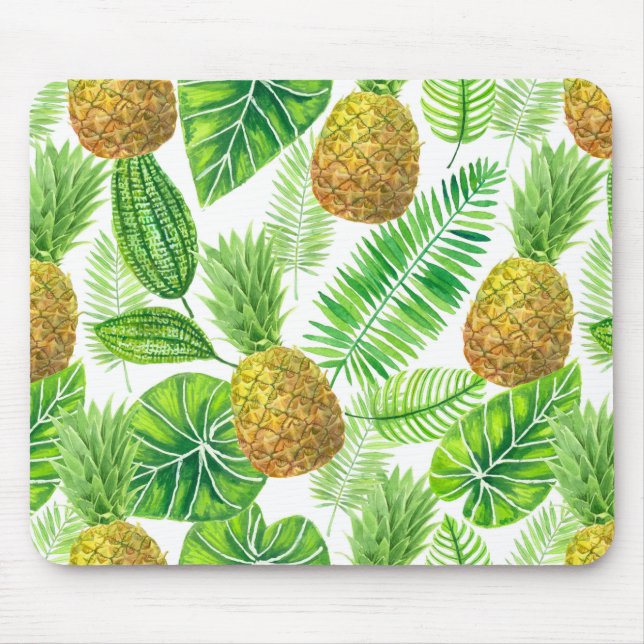 Ananas und tropische Blätter Mousepad (Vorne)