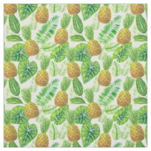 Ananas und tropische Blätter Stoff