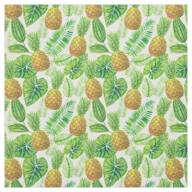 Ananas und tropische Blätter Stoff (Muster)