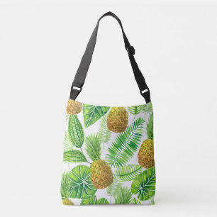 Ananas und tropische Blätter Tragetaschen Mit Langen Trägern