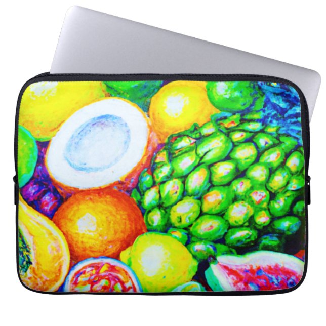 Ananas und tropische Früchte. Jetzt kaufen Laptopschutzhülle (Vorderseite)