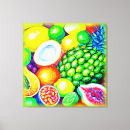 Ananas und tropische Früchte. Jetzt kaufen Leinwanddruck