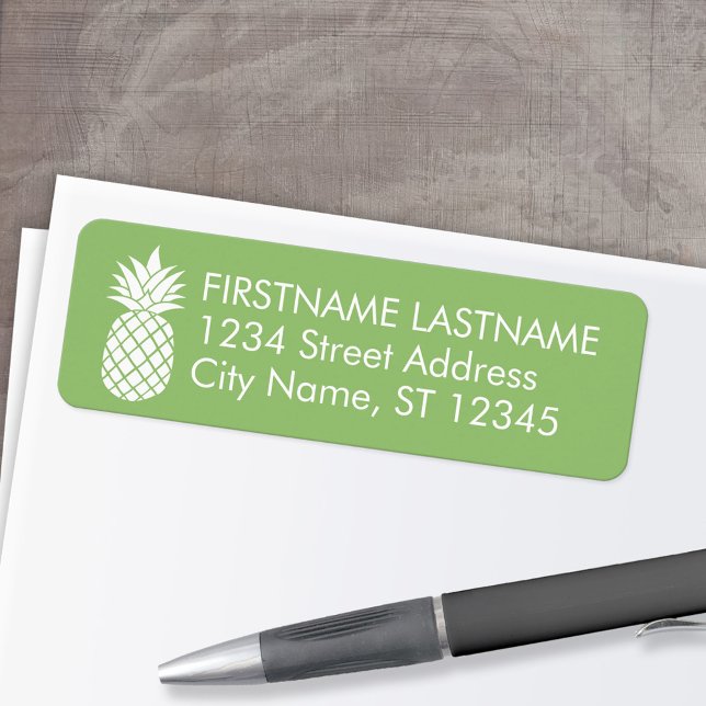 Ananas- und Whimsikgrüne Rücksendeadresse (Custom Return Address Labels - Low Minimum)