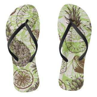 Ananas- und Zitronenmuster Flip Flops