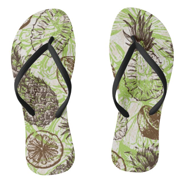 Ananas- und Zitronenmuster Flip Flops (Fußbett)