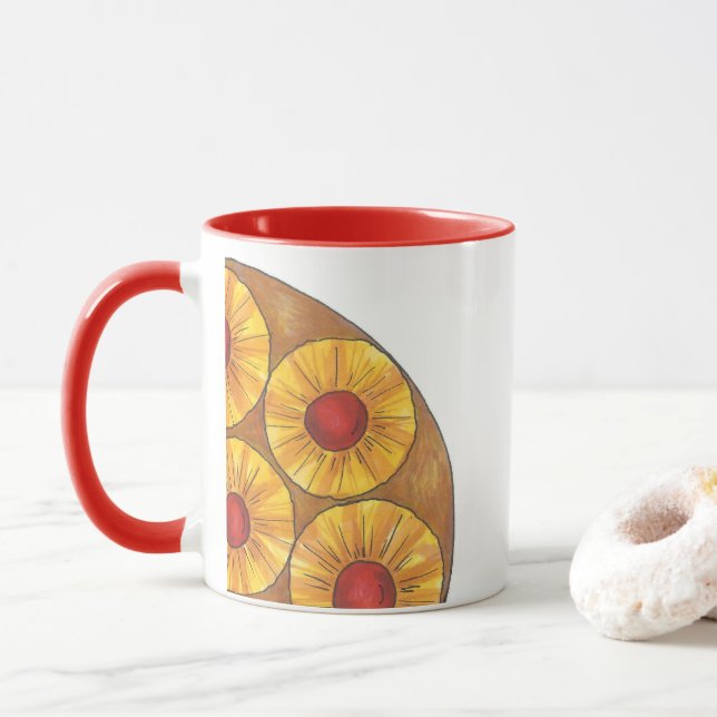 Ananas Upside Down Gâteau Cherry Foodie Mug (Avec donut)