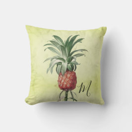 Ananas Vintages grünes tropisches Elegant Monogram Kissen