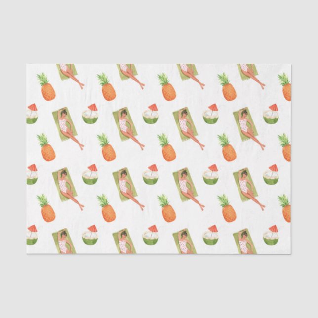 Ananas von Sun (Design 29 Yellow/Orange Series) Seidenpapier (Vorderseite)