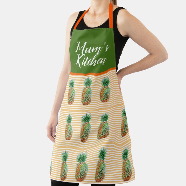 Ananas Wasserfarbe Gelb Streifen Ma Küche Schürze (InSitu)