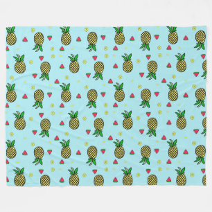 Ananas, Wassermelonen und Zitronen Fleecedecke