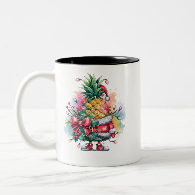 Ananas-Weihnachtsbaumfarbe Zweifarbige Tasse (Links)