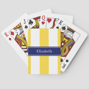 Ananas, weiße XL Streifen, Navy 5c Name Monogram Spielkarten