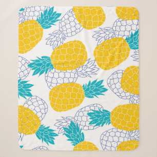 Ananas weißer Hintergrund, nahtloses Muster. Sherpadecke