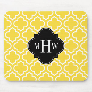 Ananas Welch marokkanischer Nr. 6 Black 3 Initial  Mousepad