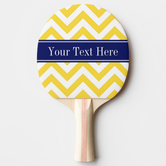 Ananas White LG Zickzack Navy Blue Name Monogram Tischtennis Schläger (Vorderseite)