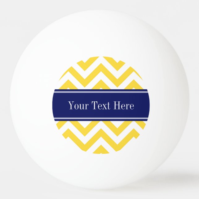 Ananas White LG Zickzack Navy Blue Name Monogram Tischtennisball (Vorderseite)