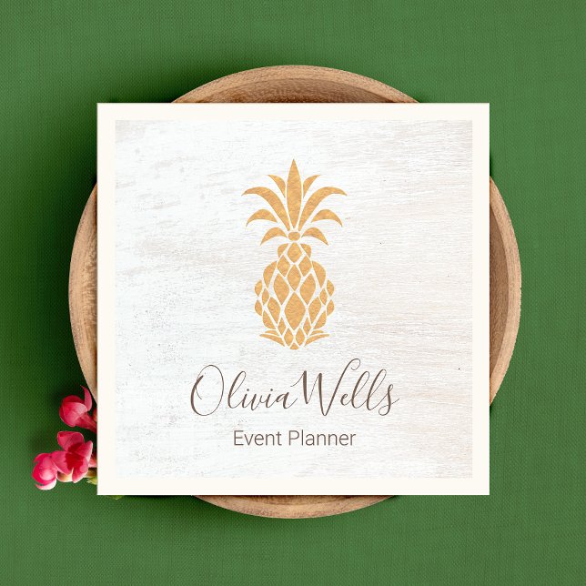 Ananas, White Wood Calling Card Quadratische Visitenkarte (Von Creator hochgeladen)