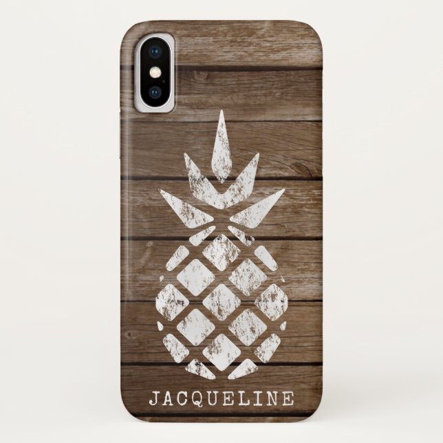 Ananas, Whitewash auf Holz Case-Mate iPhone Hülle (Rückseite)