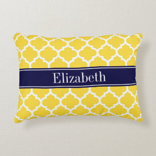 Ananas Wht Moroccan #5 Navy Blau Name Monogramm Zierkissen