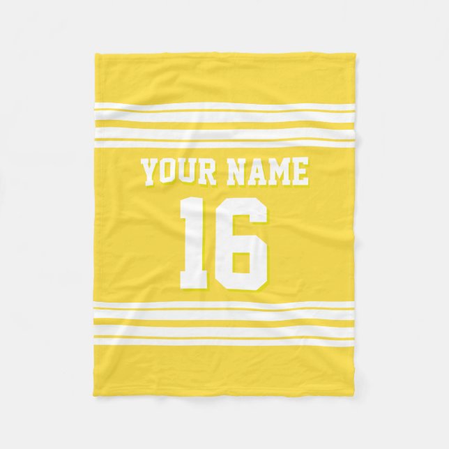 Ananas Yellow White Sports Jersey Fleecedecke (Vorderseite)