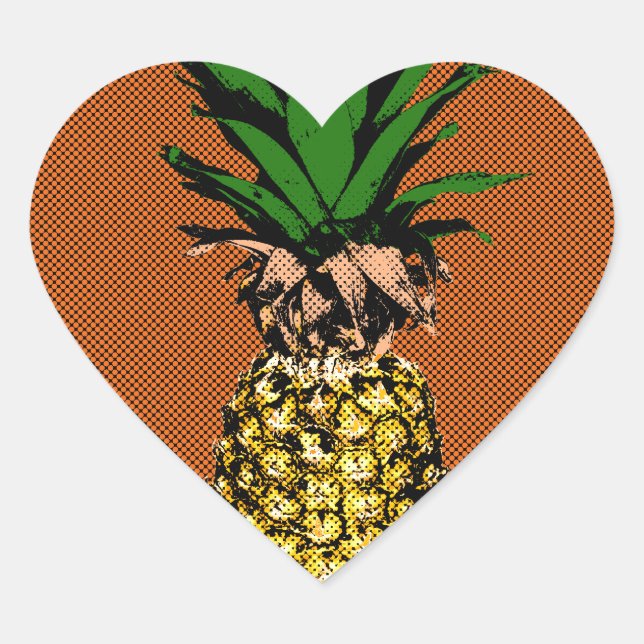 Ananas-Zeitungspapier Herz-Aufkleber (Vorderseite)