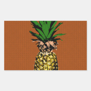Ananas-Zeitungspapier Rechteckiger Aufkleber
