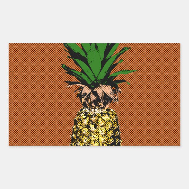 Ananas-Zeitungspapier Rechteckiger Aufkleber (Vorderseite)