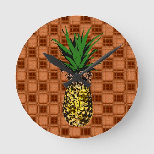 Ananas-Zeitungspapier Runde Wanduhr (Vorderseite)