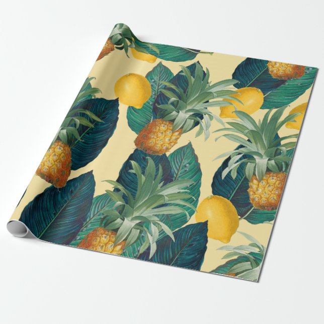 Ananas Zitronen gelb Geschenkpapier (Ungerollt)