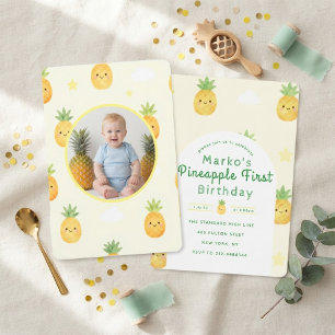 Ananas zum ersten Geburtstag Süße Frucht Foto Einladung