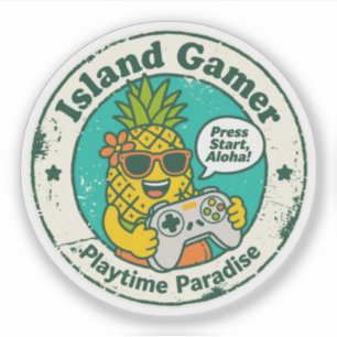 Ananasliebhaber & Gamer "Playtime Paradise Island Aufkleber