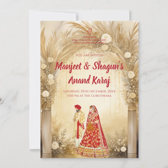 Anand Karaj Einladungen Digital Sikh Wedding Karte (Vorderseite)