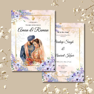 Anand Karaj invitation Sikh cartes mariages
