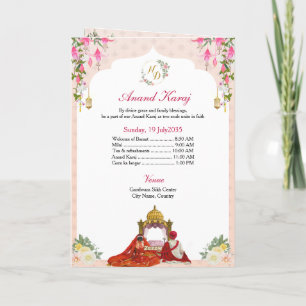 Anand Karaj, Sagan & Jaggo Hochzeitseinladung 4 Se Dankeskarte