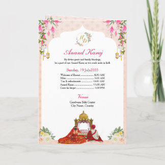 Anand Karaj, Sagan & Jaggo Hochzeitseinladung 4 Se Dankeskarte