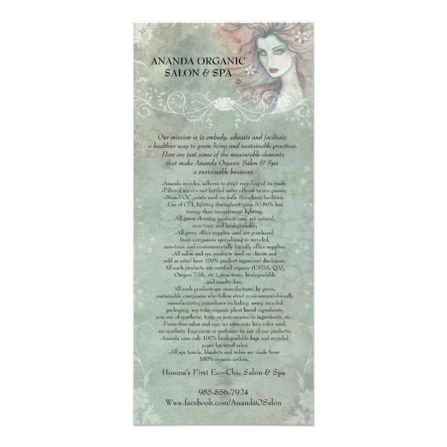 Ananda Bio Salon und Wellness-Center Rack Cards Werbekarte (Vorne)