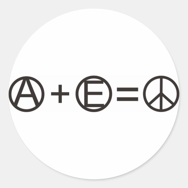 Anarchie + Gleichheit = Frieden Runder Aufkleber (Vorderseite)