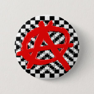 Anarchie-Schachbrett (roter) Knopf Button