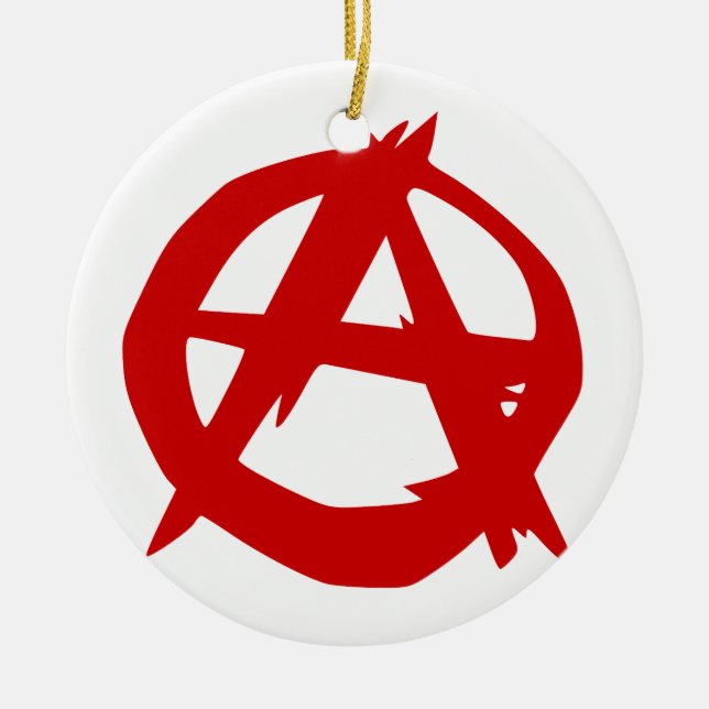 Anarchie-Symbol-Rot A und Kreis ohne Machthaber Keramikornament (Vorne)
