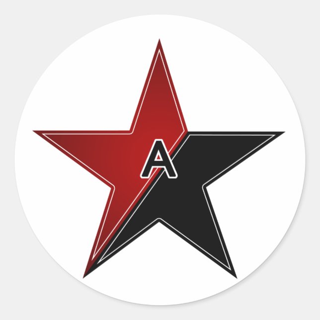 Anarchist in Rot/Schwarz Runder Aufkleber (Vorderseite)